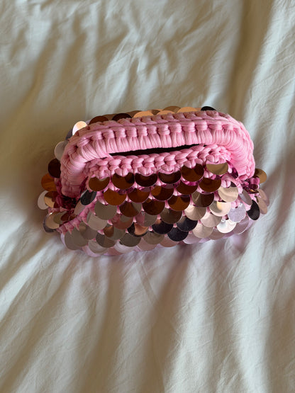 DISCO CLOUD bag mini// rosa con manico