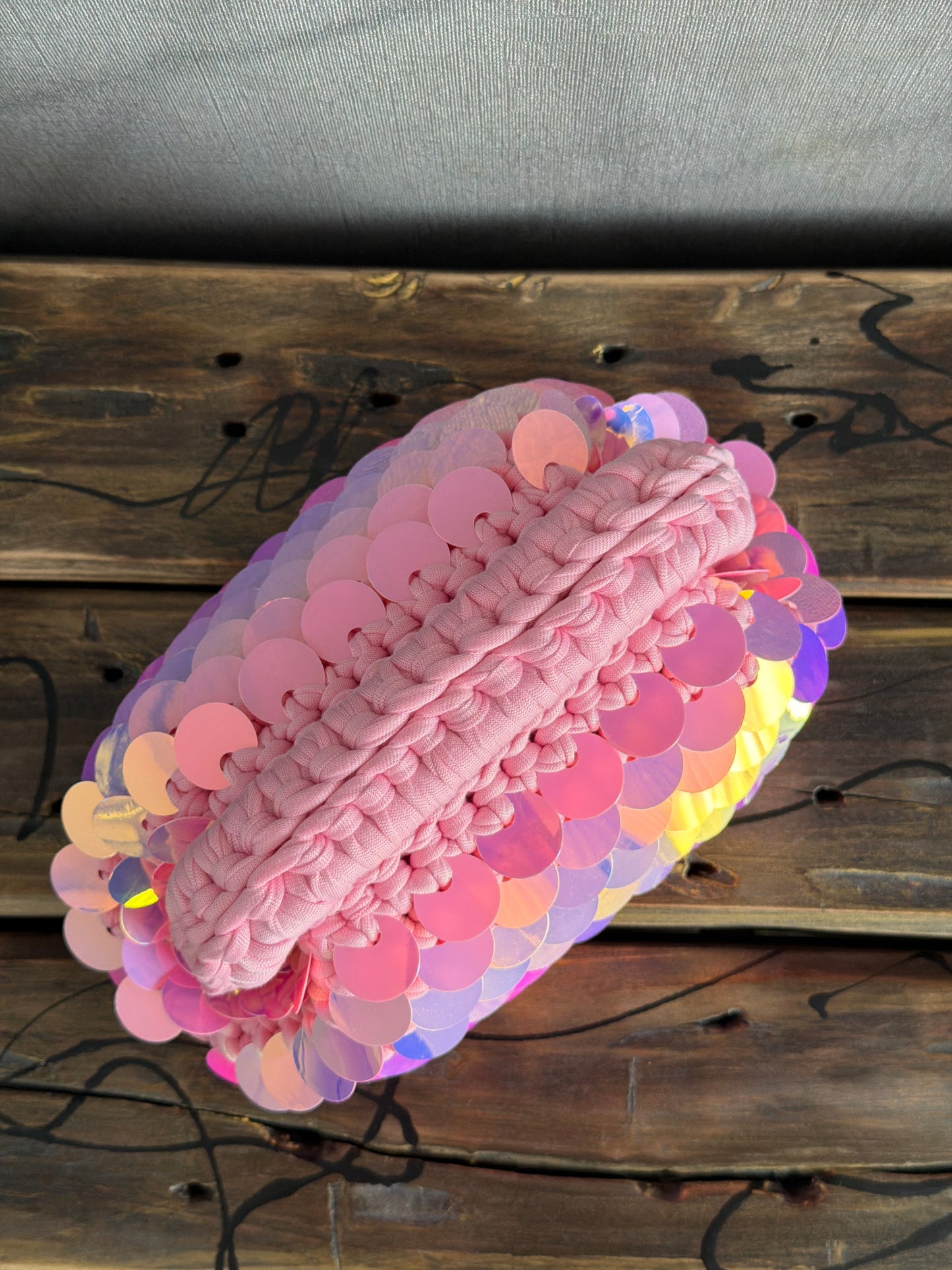 DISCO CLOUD bag mini//rosa con manico