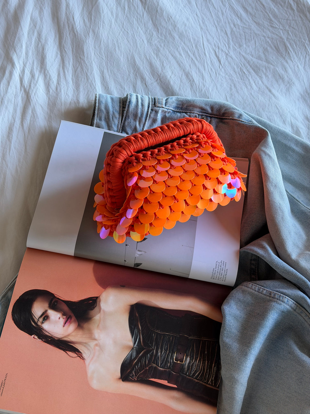 DISCO CLOUD bag mini// holo arancio con manico
