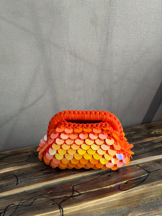 DISCO CLOUD bag mini//arancio con manico