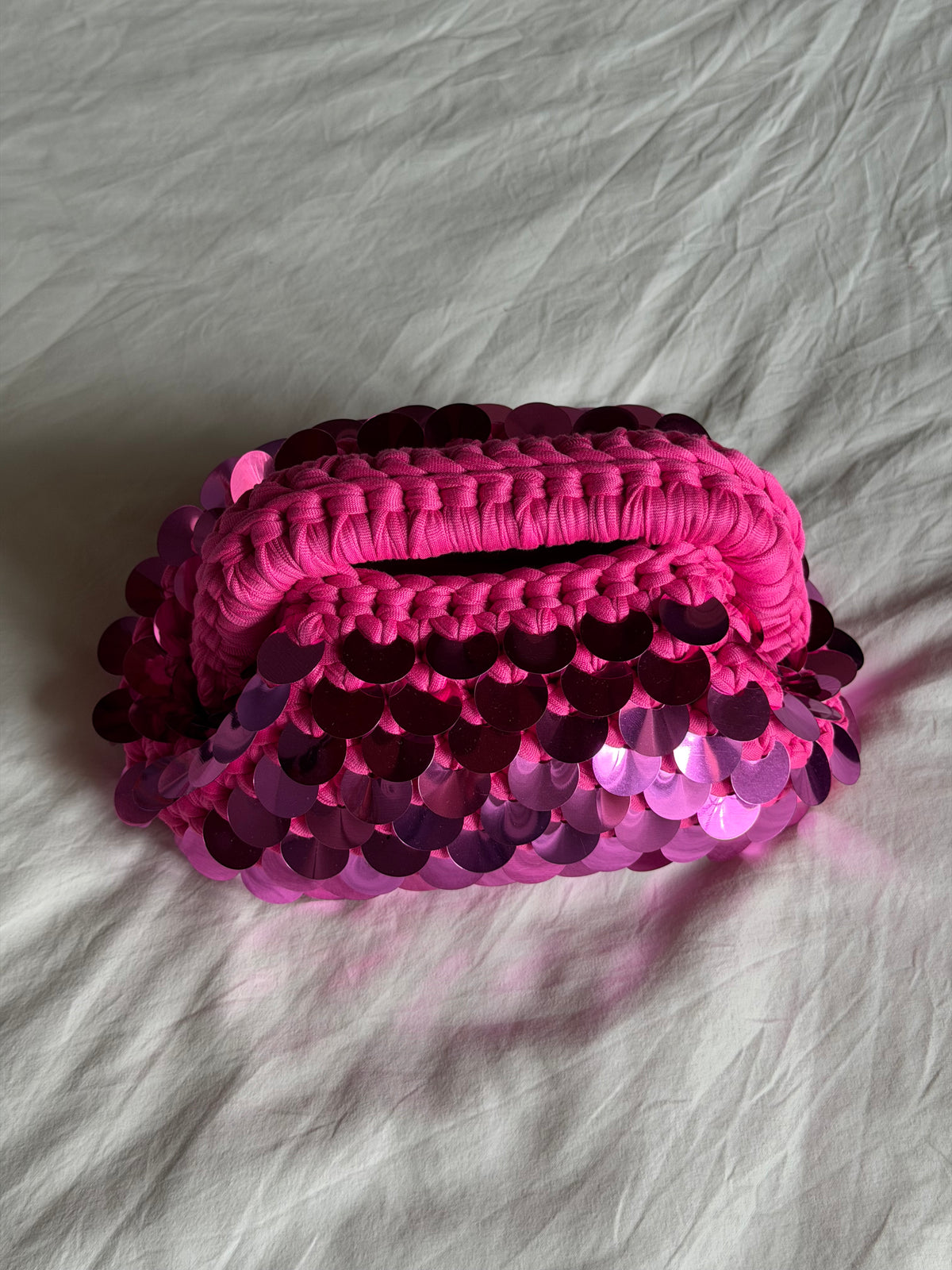 DISCO CLOUD bag mini// fucsia con manico