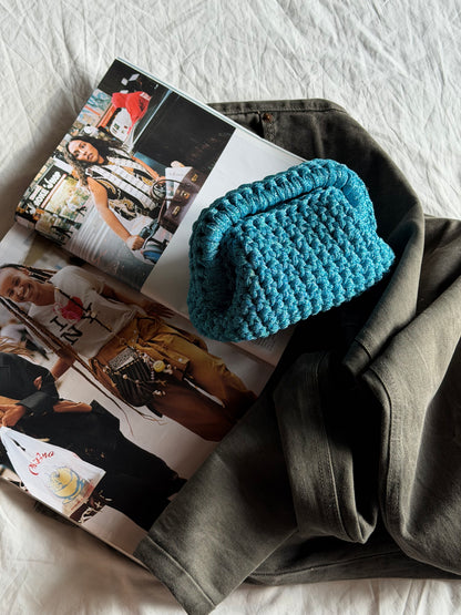 CLOUD bag mini// azzurra lurex con manico