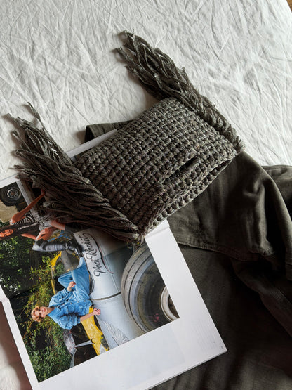 MINOU bag standard// grigia lurex con frange