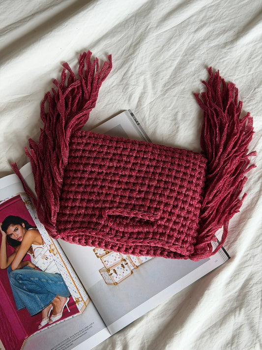 MINOU bag standard// fucsia lurex con frange