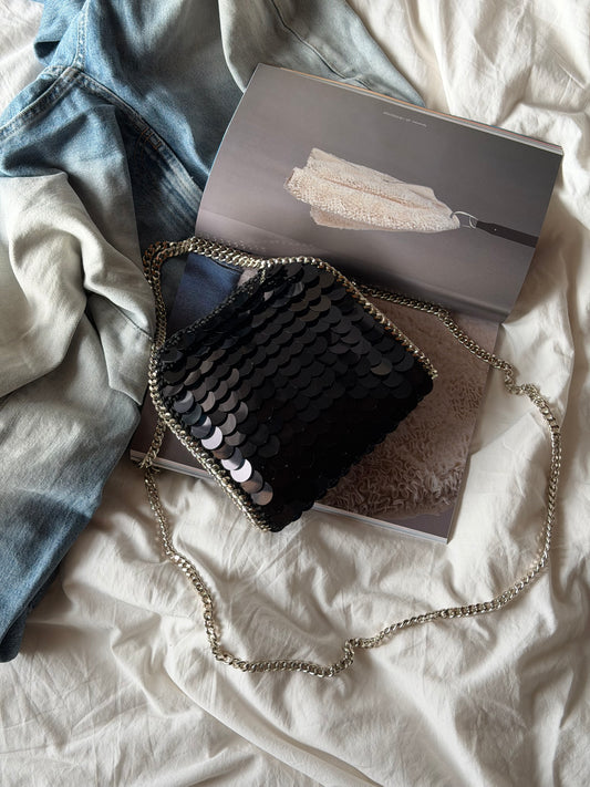 STAR bag mini// nera con paillettes