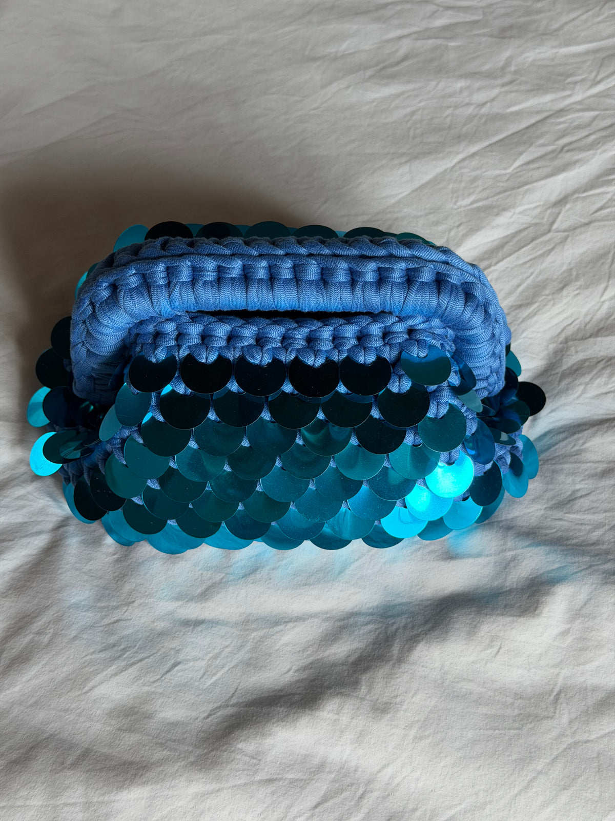 DISCO CLOUD bag mini// turchese con manico
