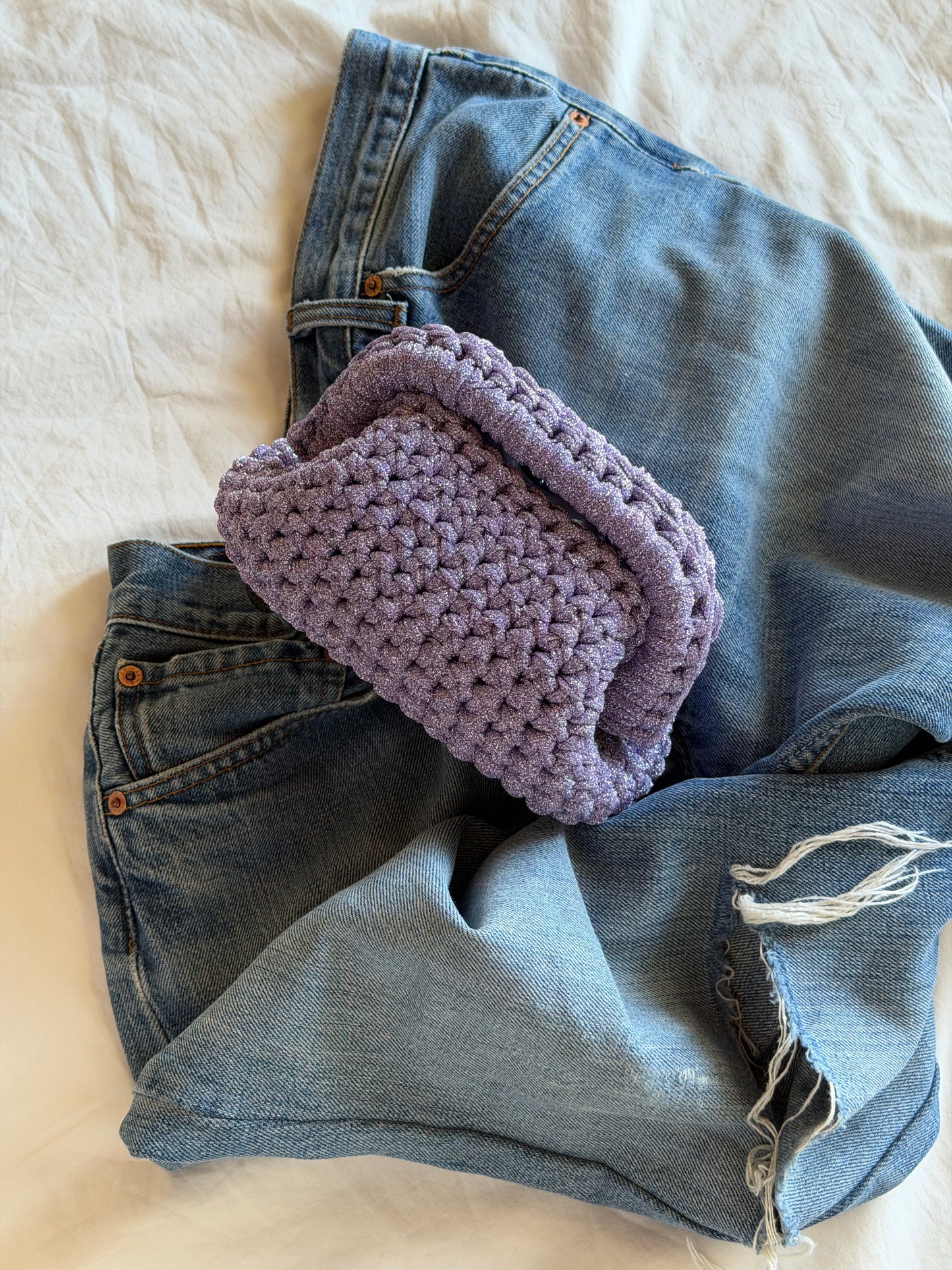 CLOUD bag mini// lilla lurex con manico