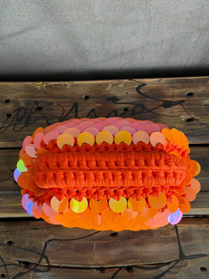 DISCO CLOUD bag mini//arancio con manico