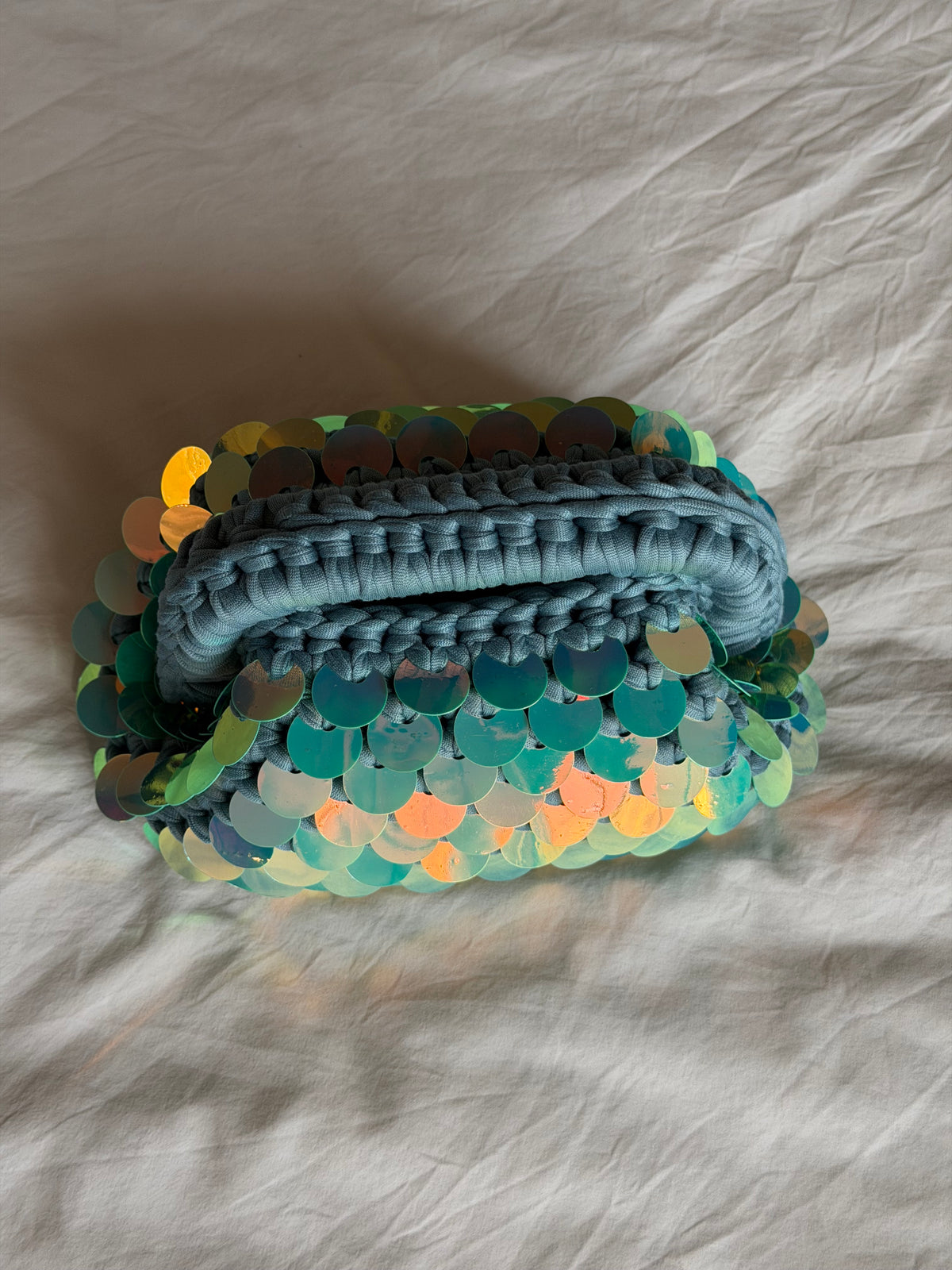 DISCO CLOUD bag mini// holo tiffany con manico