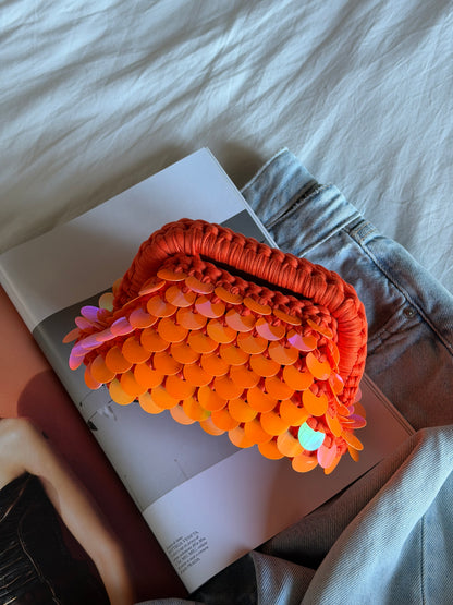 DISCO CLOUD bag mini// holo arancio con manico