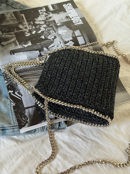 STAR bag mini// nera lurex argento