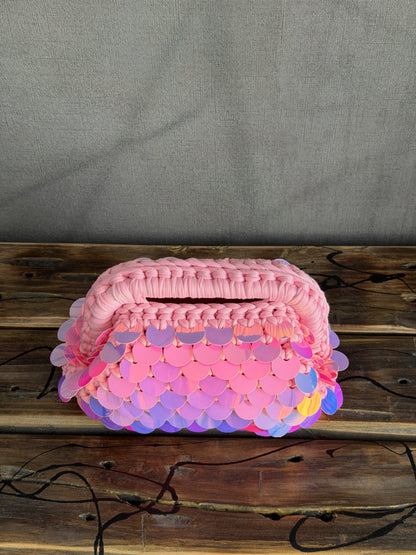 DISCO CLOUD bag mini//rosa con manico