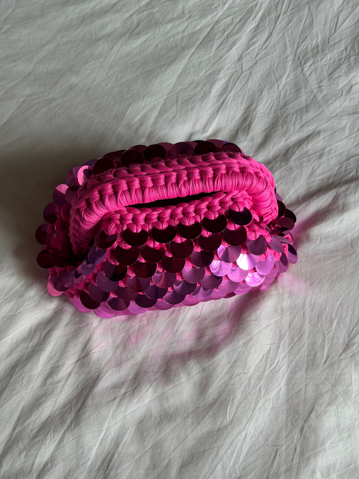 DISCO CLOUD bag mini// fucsia con manico