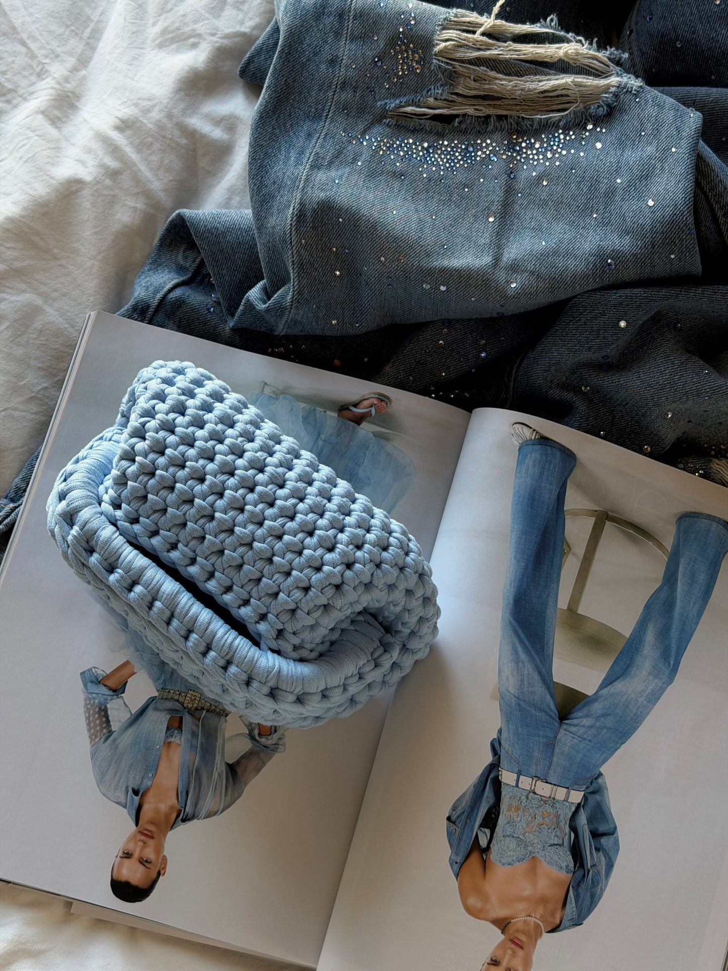 CLOUD bag mini// celeste baby con manico