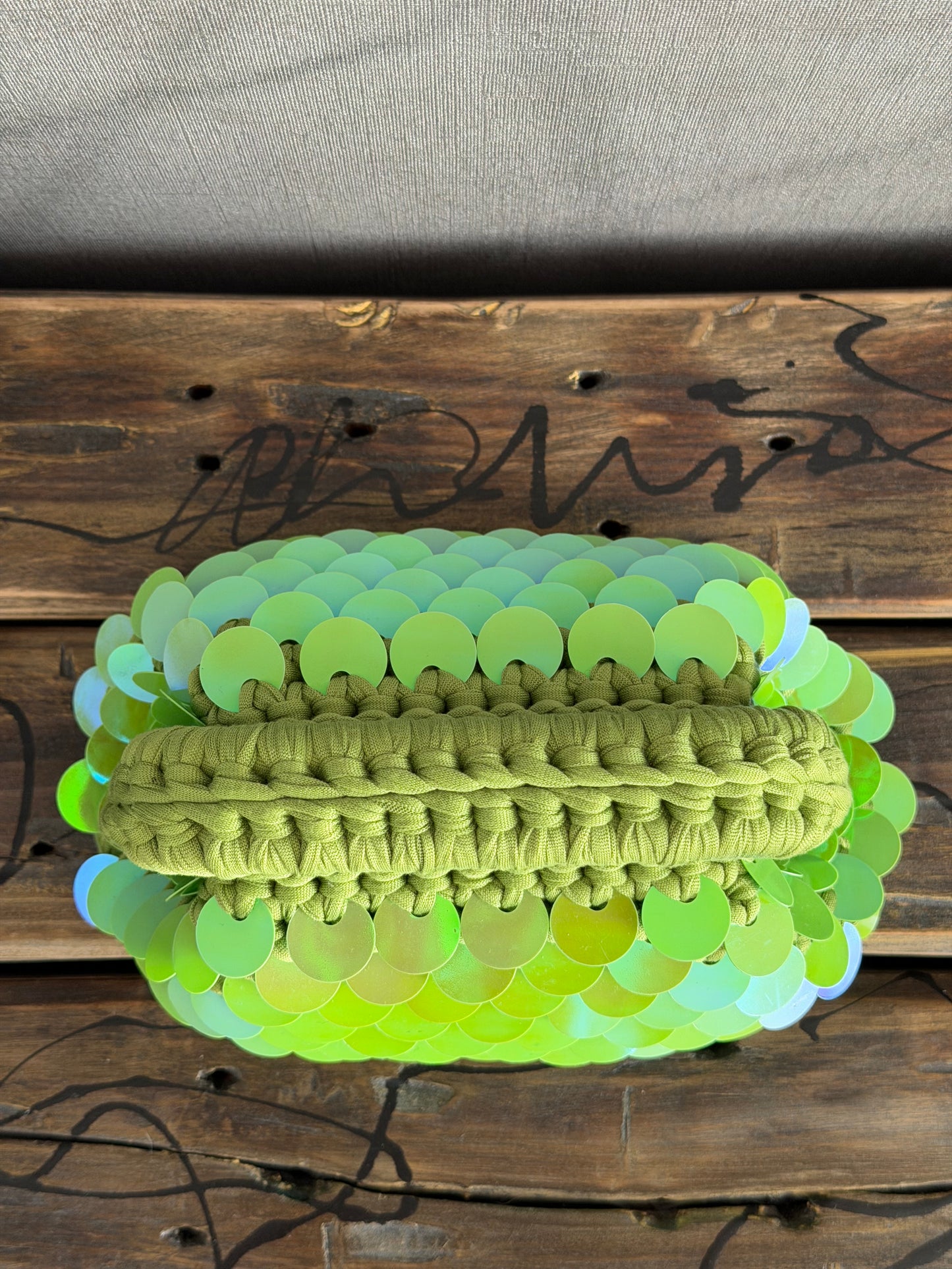 DISCO CLOUD bag mini//verde lime con manico