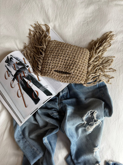 MINOU bag standard// argento-oro lurex con frange
