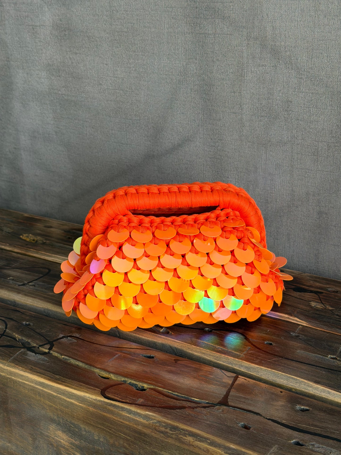 DISCO CLOUD bag mini//arancio con manico