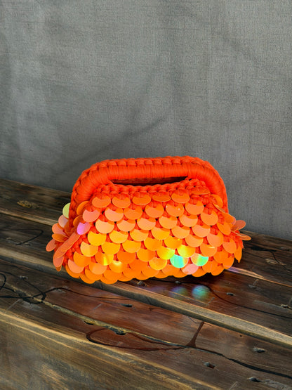 DISCO CLOUD bag mini//arancio con manico