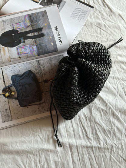 BUBBLE bag maxi// ecopelle nera