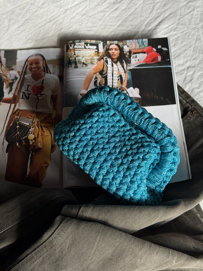 CLOUD bag mini// azzurra lurex con manico