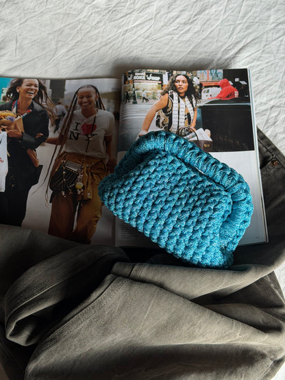 CLOUD bag mini// azzurra lurex con manico
