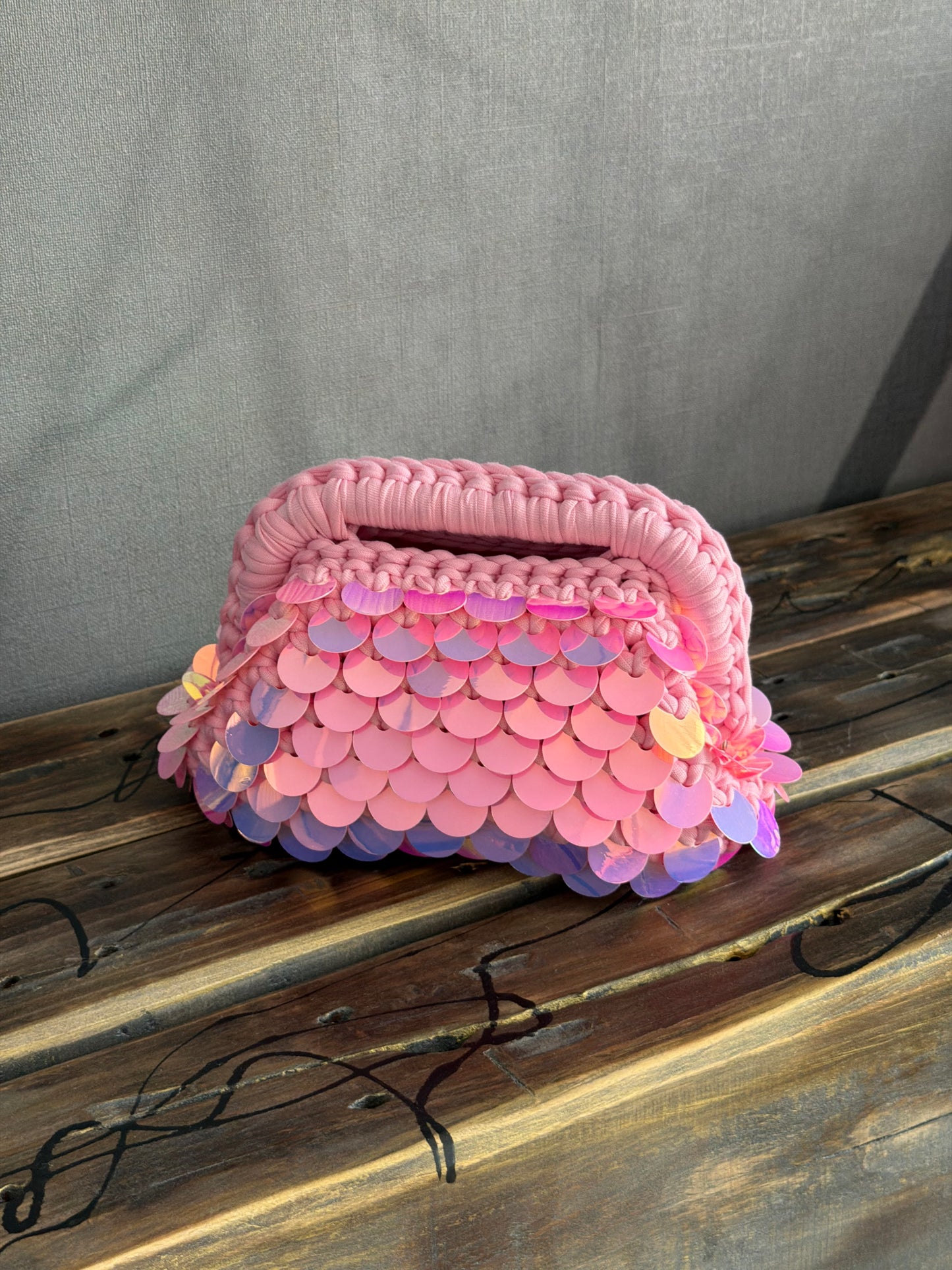 DISCO CLOUD bag mini//rosa con manico