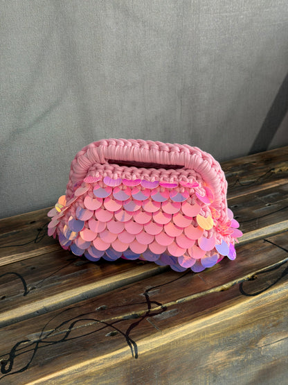 DISCO CLOUD bag mini//rosa con manico