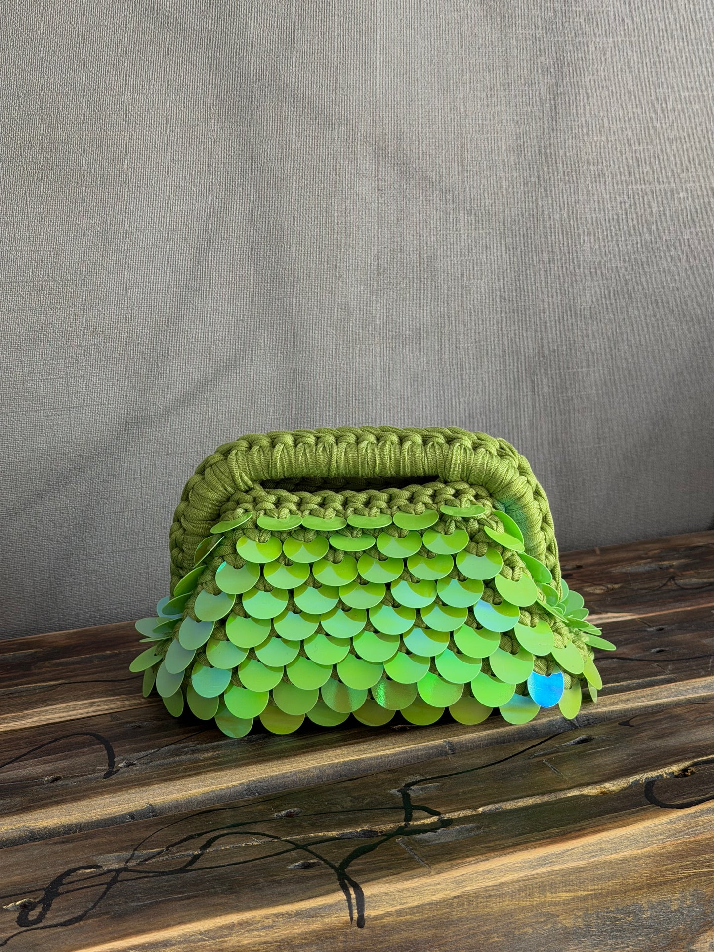 DISCO CLOUD bag mini//verde lime con manico