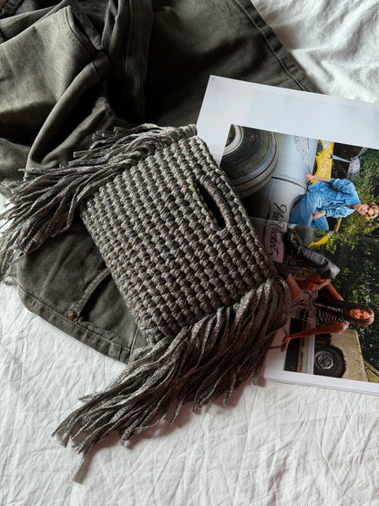 MINOU bag standard// grigia lurex con frange
