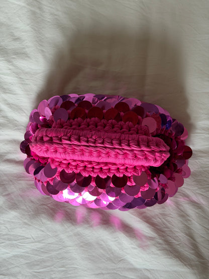 DISCO CLOUD bag mini// fucsia con manico