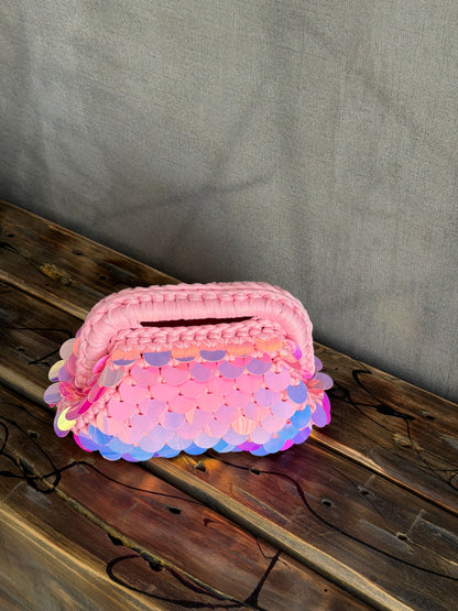 DISCO CLOUD bag mini//rosa con manico
