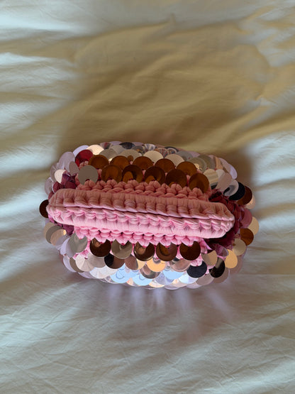 DISCO CLOUD bag mini// rosa con manico