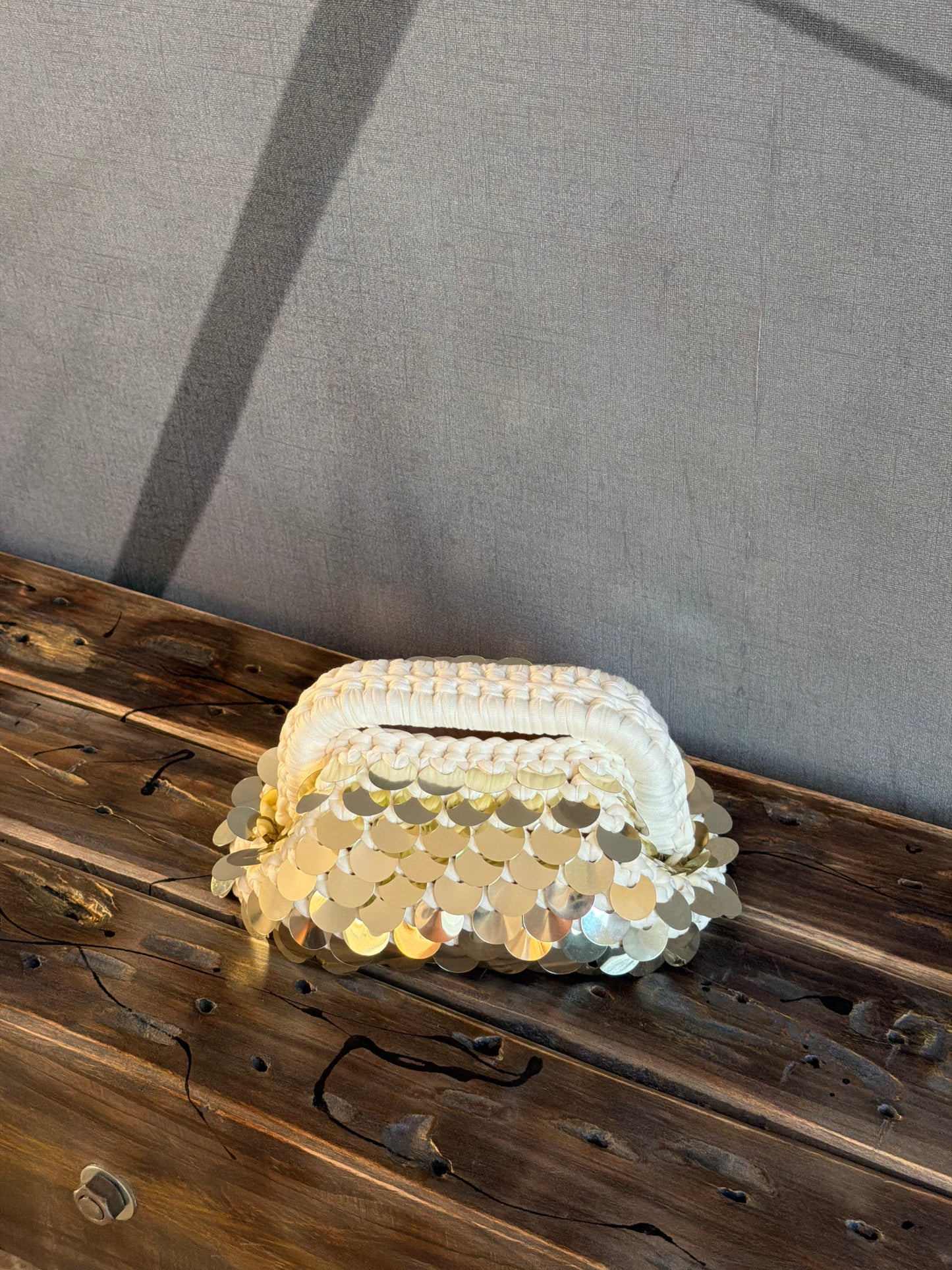 DISCO CLOUD bag mini//avorio con manico