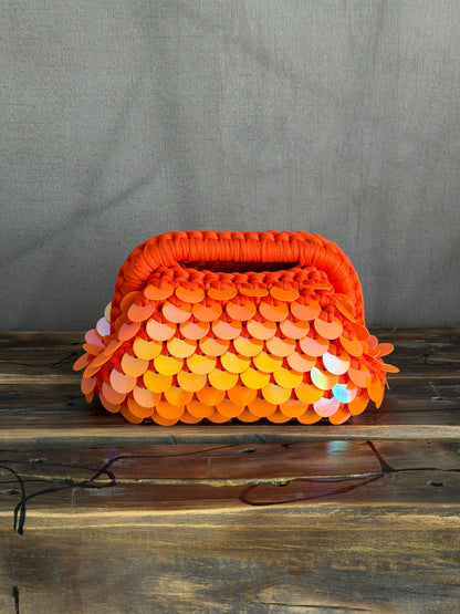 DISCO CLOUD bag mini//arancio con manico