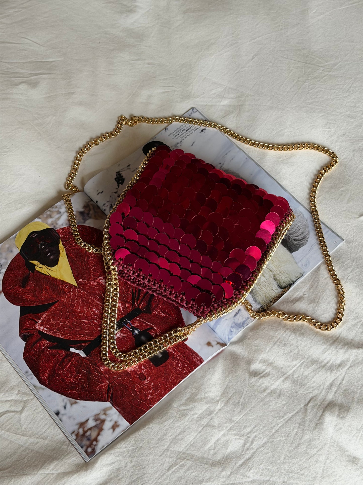 STAR bag mini// Bordeaux con paillettes