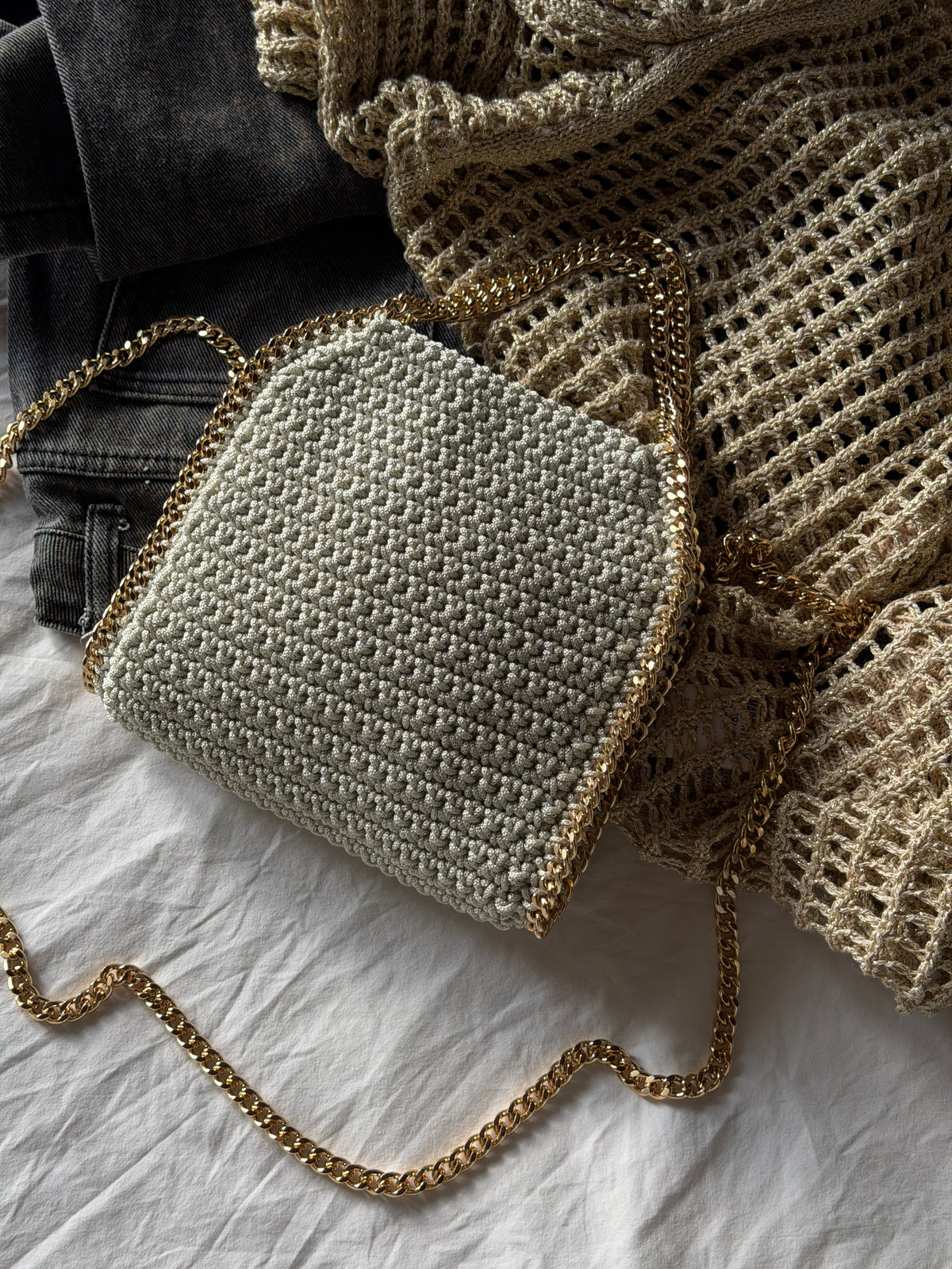 STAR bag mini// panna lurex argento