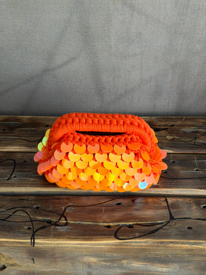 DISCO CLOUD bag mini//arancio con manico