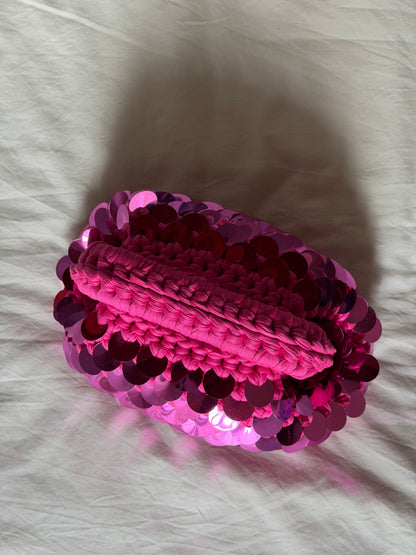 DISCO CLOUD bag mini// fucsia con manico