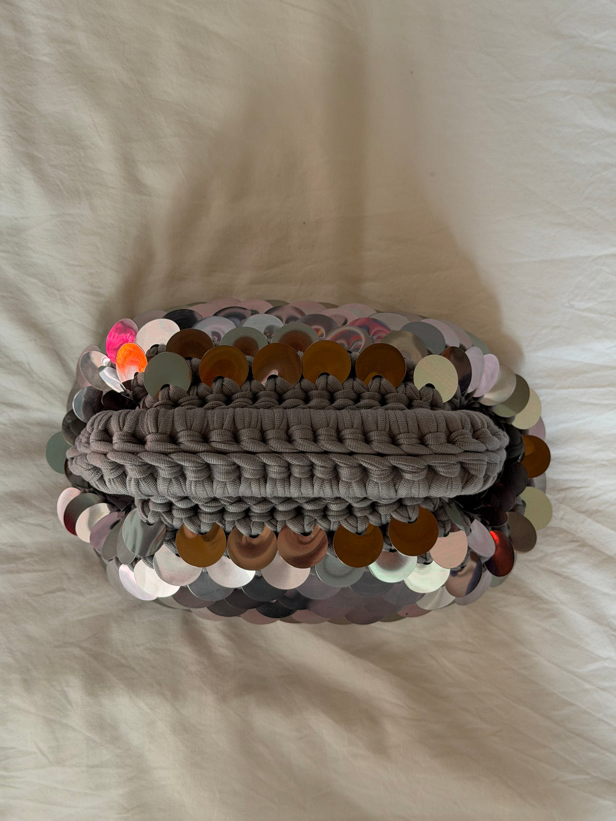 DISCO CLOUD bag mini// grigia con manico