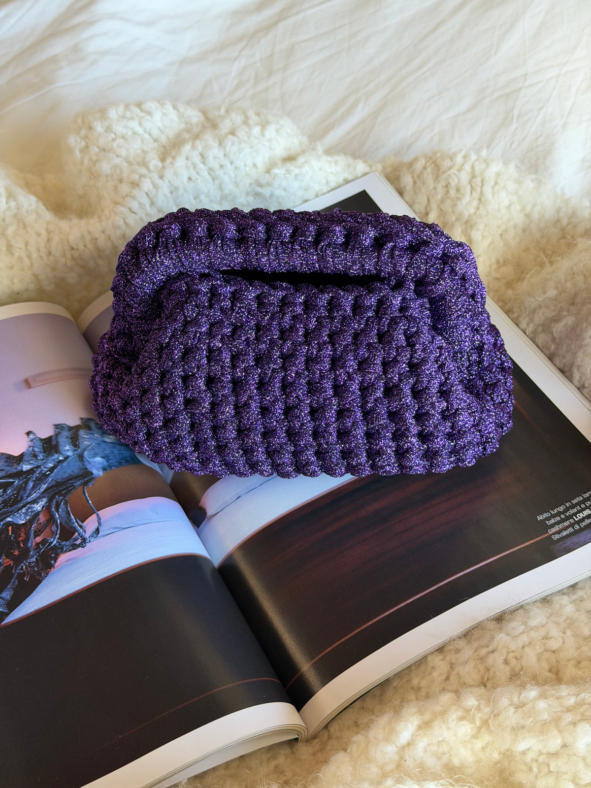 CLOUD bag mini// viola lurex con manico