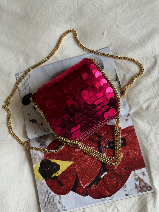 STAR bag mini// Bordeaux con paillettes
