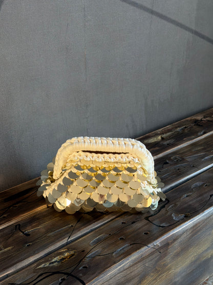 DISCO CLOUD bag mini//avorio con manico