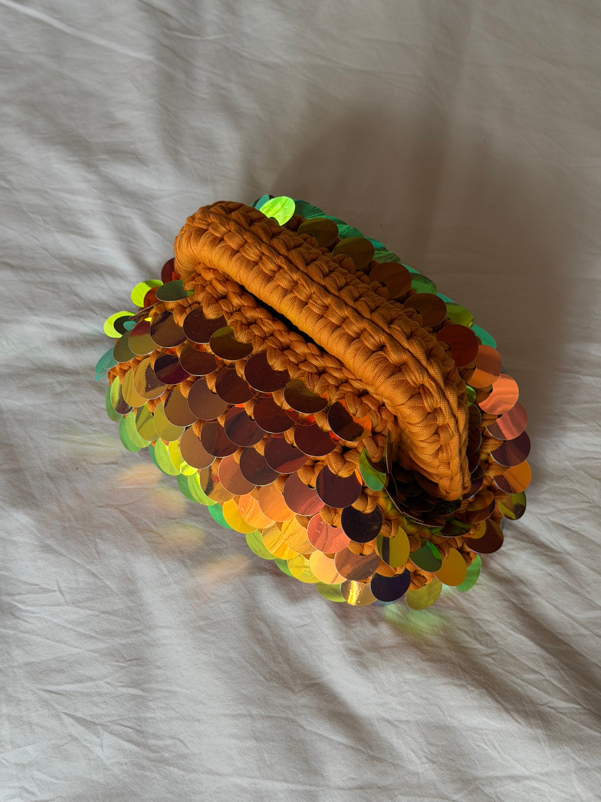 DISCO CLOUD bag mini// holo ocra con manico