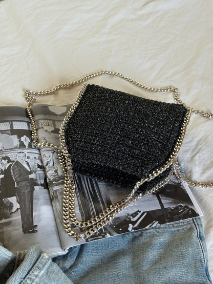 STAR bag mini// nera lurex argento