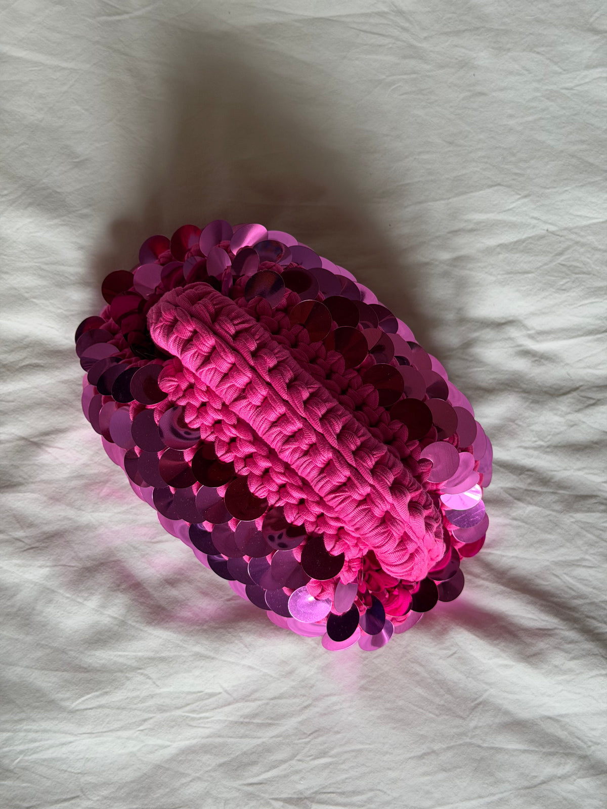 DISCO CLOUD bag mini// fucsia con manico