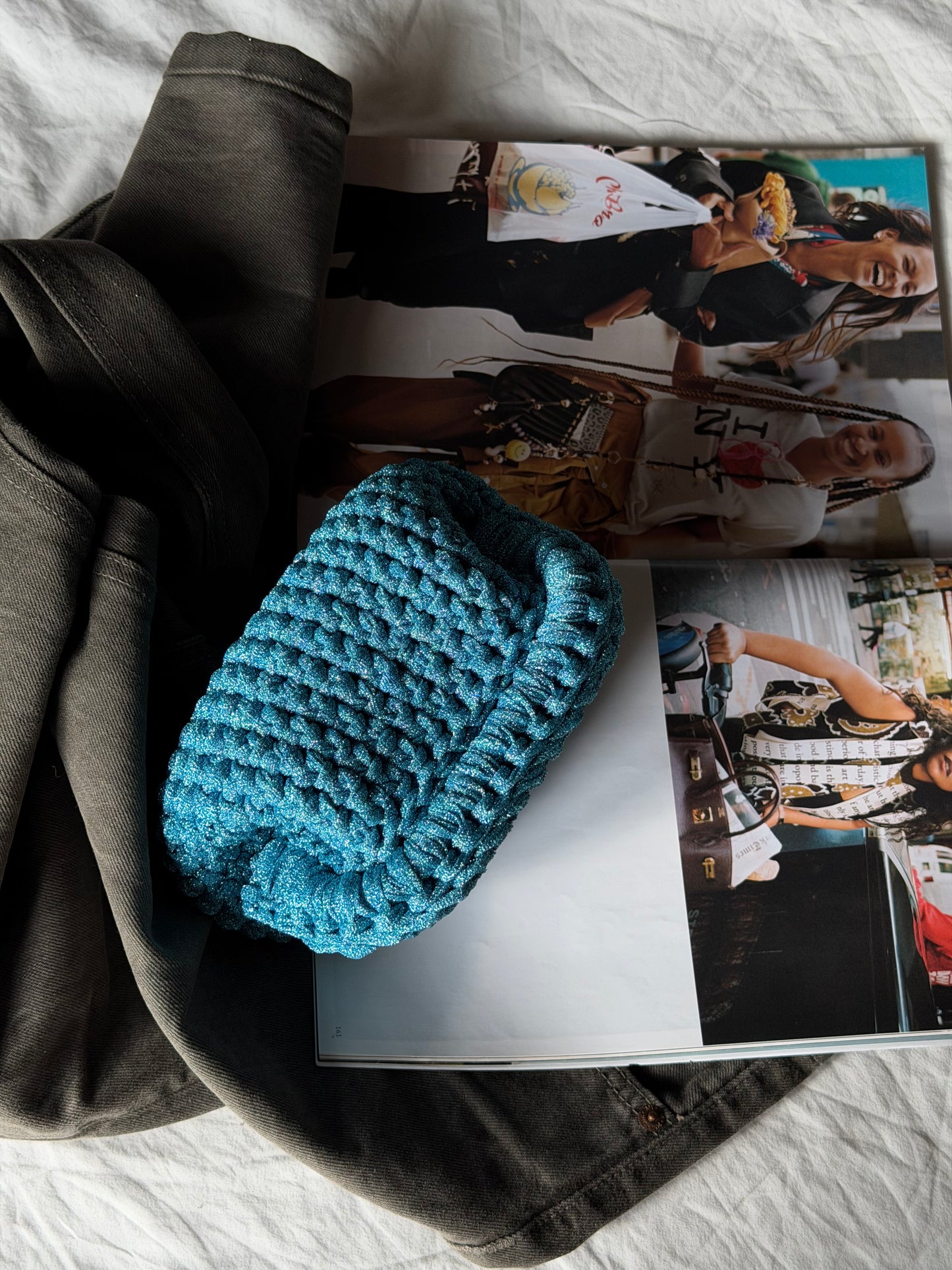 CLOUD bag mini// azzurra lurex con manico