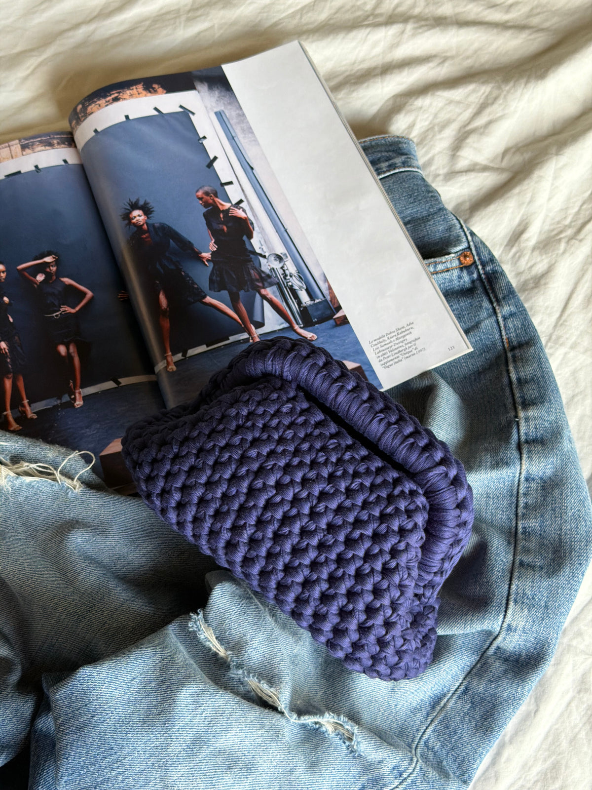 CLOUD bag mini// blu Navy con manico
