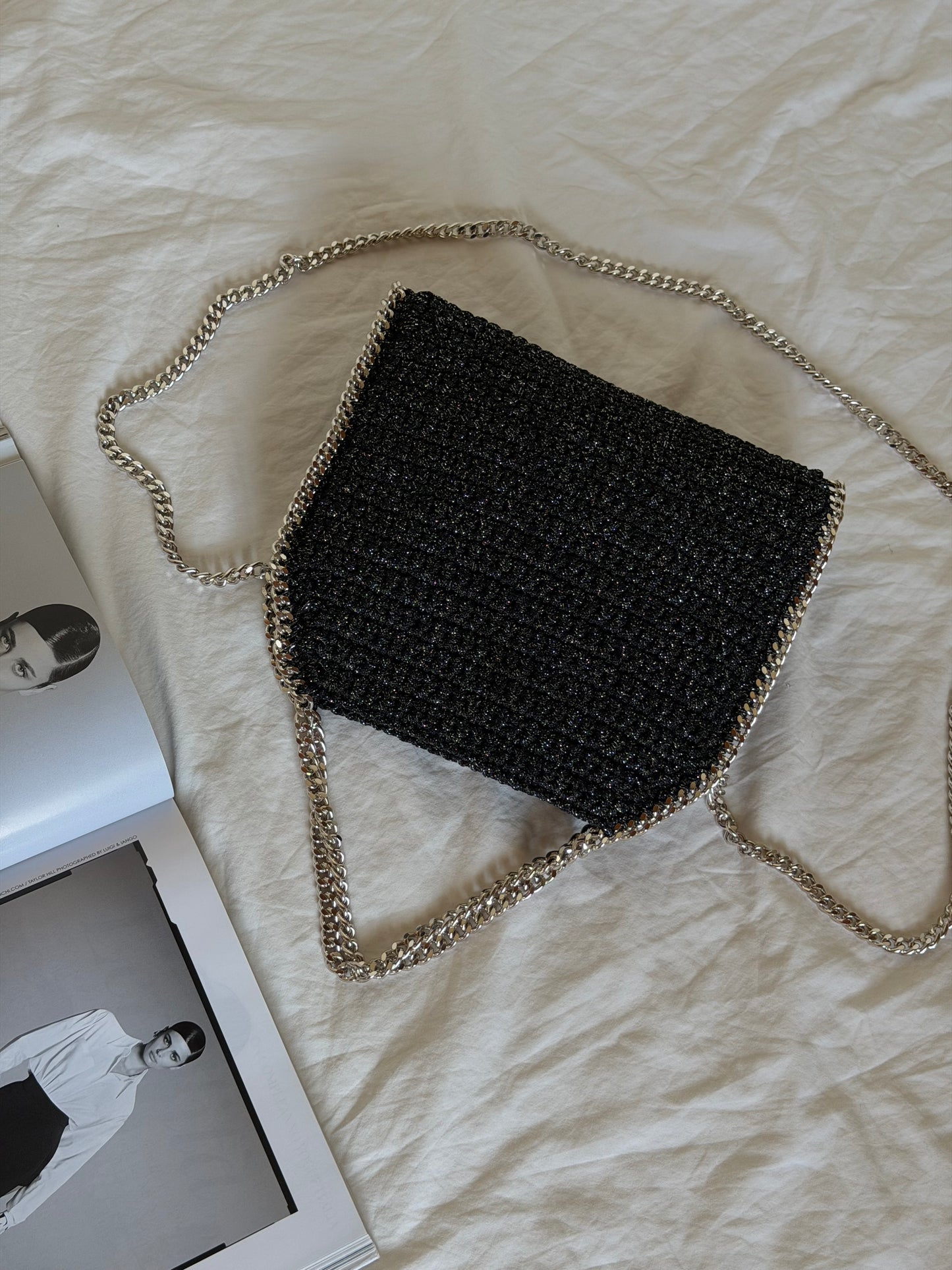 STAR bag standard// nera lurex argento