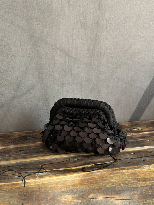 DISCO CLOUD bag mini//nera con manico