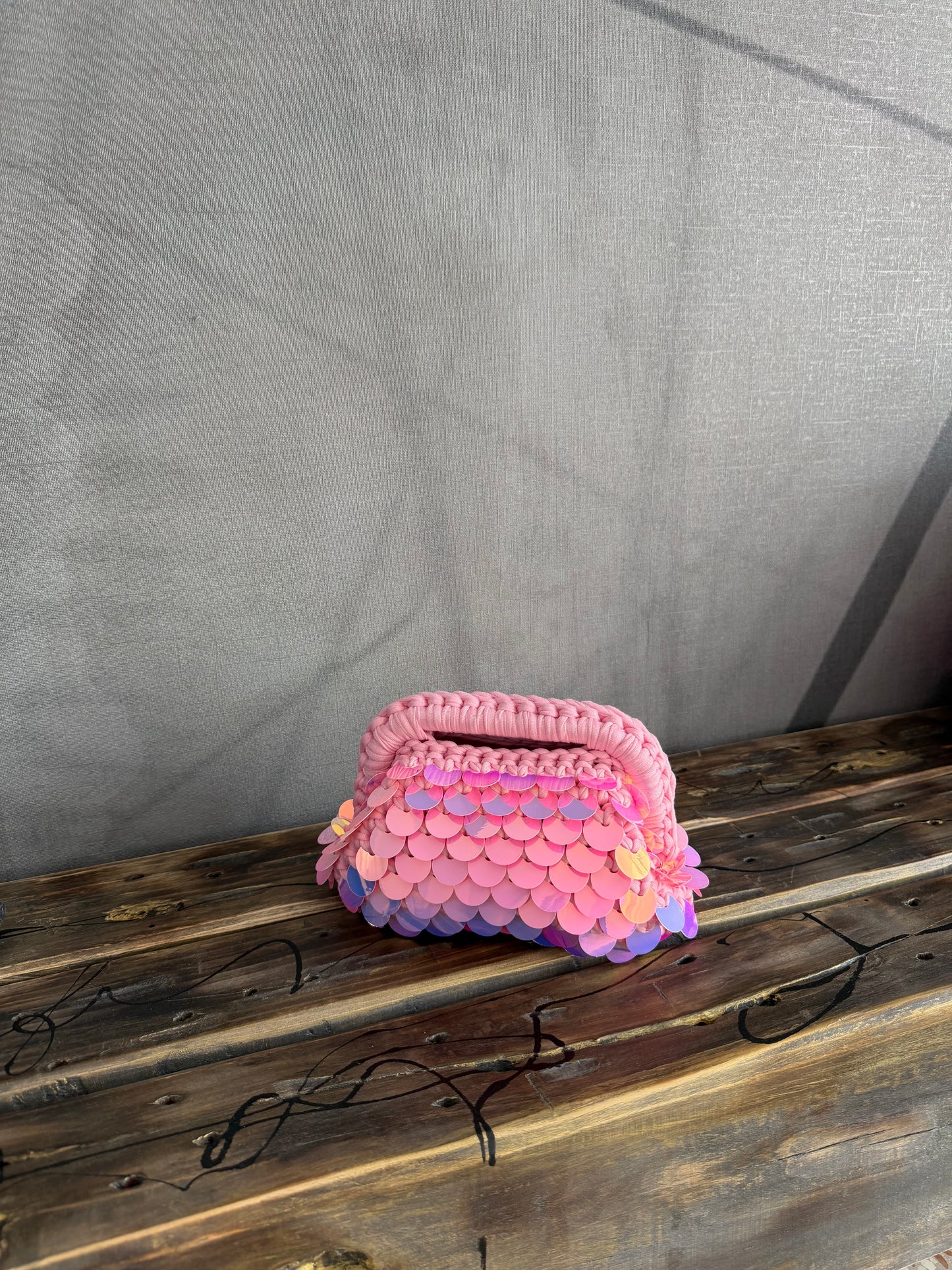 DISCO CLOUD bag mini//rosa con manico